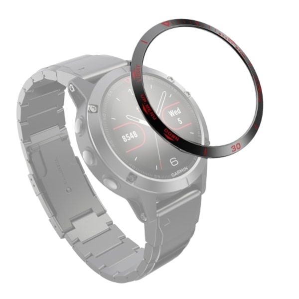 För Garmin Fenix ​​5 Smart Watch Steel Bezel Ring, A Version Black Ring Red Letter