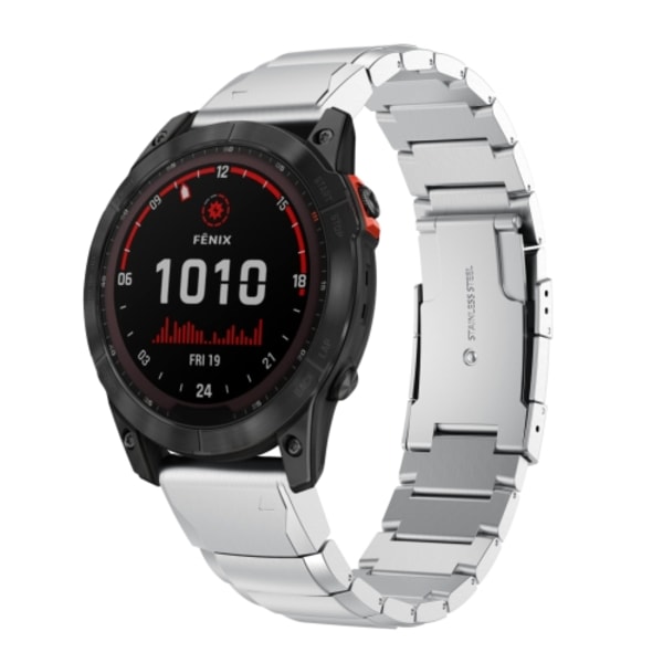 För Garmin Fenix ​​7 Solar 22mm Tortoise Shell i rostfritt stål watch Sliver