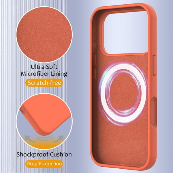 iPhone 18 Pro Max / iPhone 17 Pro Max Shockproof Silikon Skal med MagSafe Guldorange