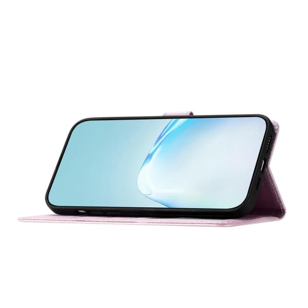iPhone 18 Pro Max / iPhone 17 Pro Max Skal läderfodral med silkeslen textur och horisontell flip Rosrosa