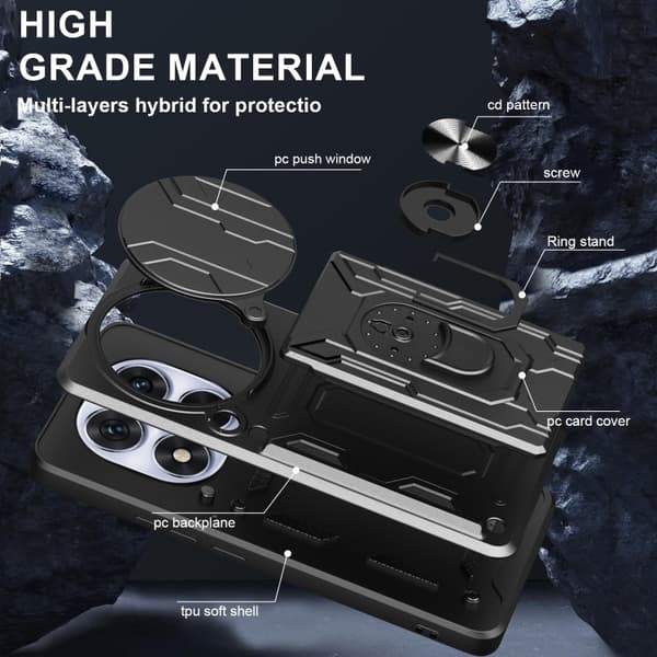 Redmi Note 14 Pro+ 5G Fodral med Sliding Camshield TPU+PC och Kortfack Röd