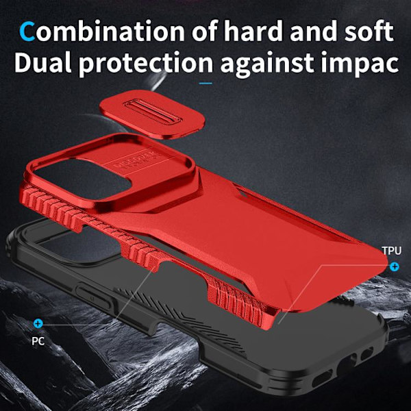 iPhone 17 Skal med Glidande Camshield Röd