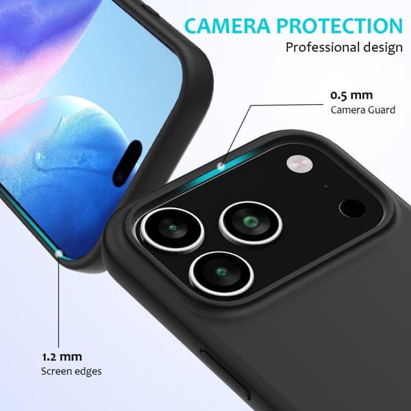 iPhone 18 Pro Max / iPhone 17 Pro Max Solid Color Skal Svart
