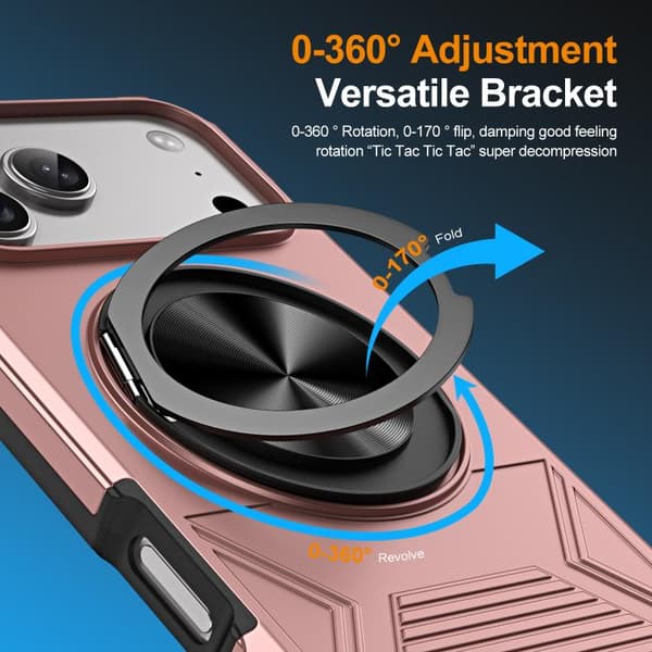 iPhone 18 Pro / iPhone 17 Pro Skal - Aluminium med Rotationsfunktion och MagSafe, Stöttålig Roséguld