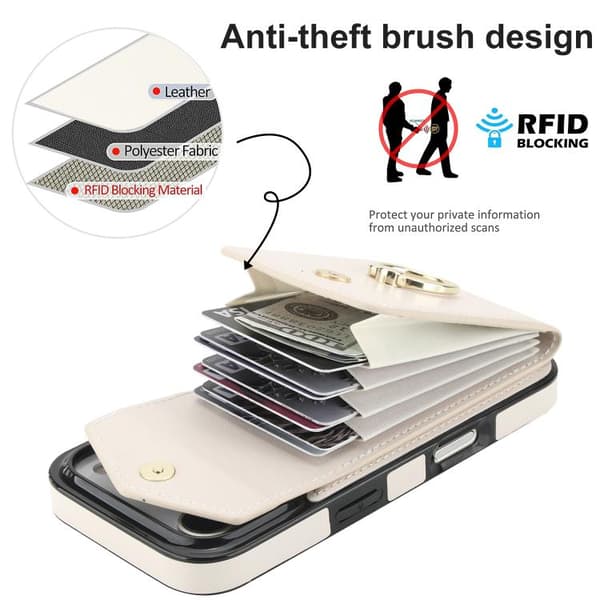 iPhone 17 Pro Skal med Ringhållare och RFID-kortfack Beige