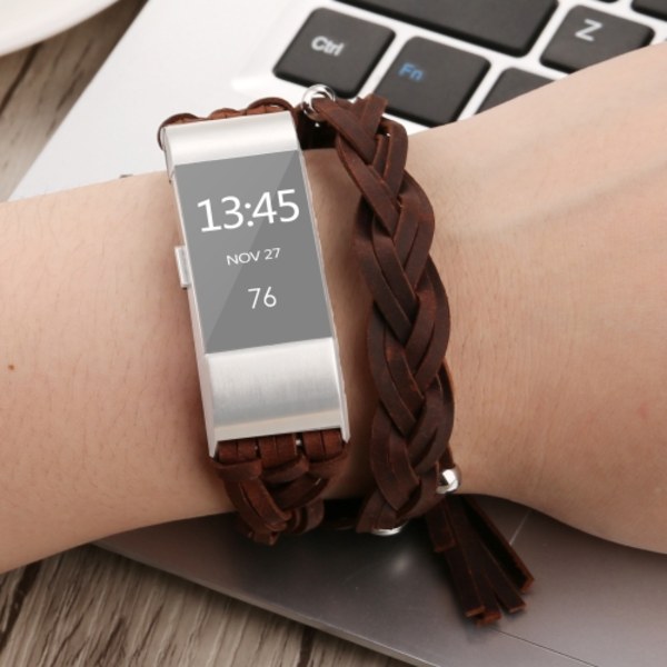 För Fitbit Charge 2 Weave watch Brown