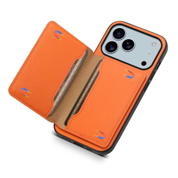 iPhone 18 Pro / iPhone 17 Pro Skal med Kalvtextur Design och Fullt Skydd Orange
