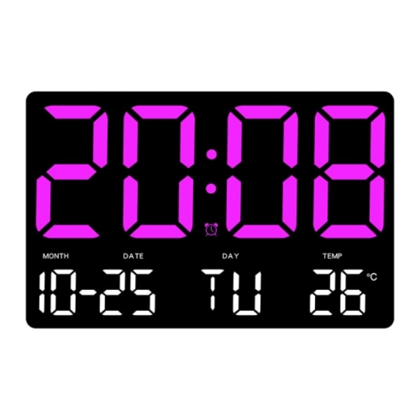 Stor display LED digital klocka 5 lägen Ljusstyrka justerbar Temperatur Stum elektronisk klocka (Western Red Double Color)