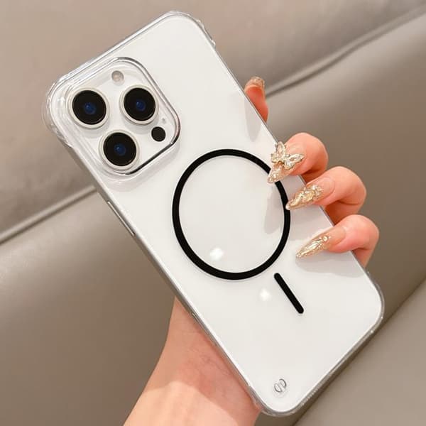 iPhone 16 Pro Max Halvram Transparent PC MagSafe Skal Svart