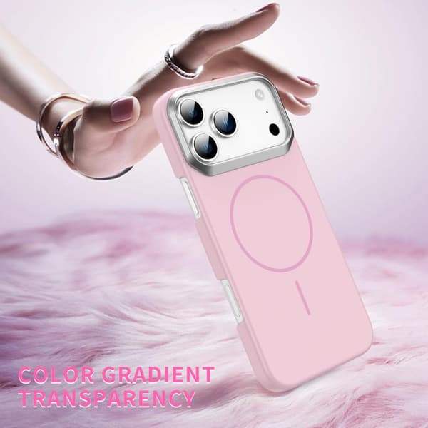 iPhone 17 Pro Max Skal - Guld Armor PC Tunn Cirkel MagSafe Stöttålig Rosa