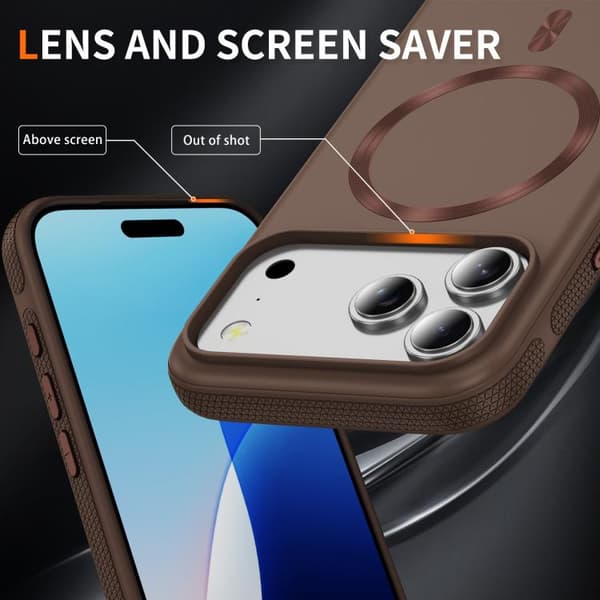 iPhone 18 Pro / iPhone 17 Pro Skal med Imitation Original CD Textur Magsafe PC Hybrid TPU Kaffe