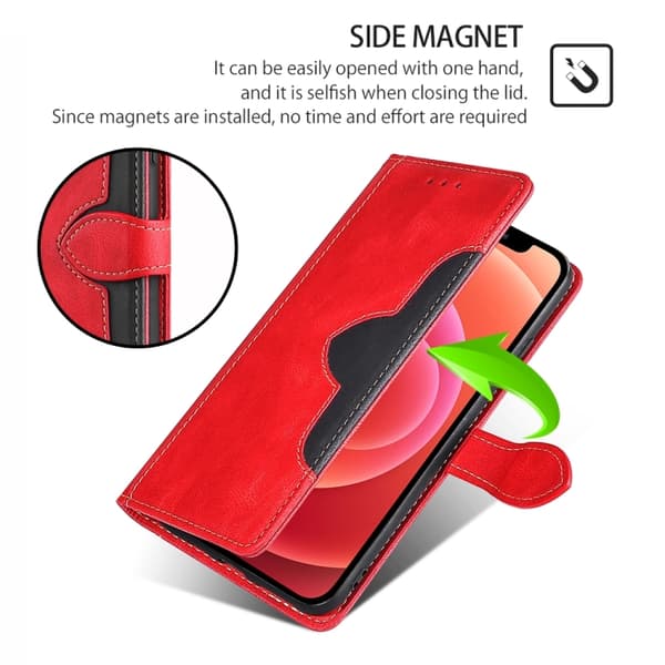 iPhone 16 Pro Max Skal med Magnetisk Spänne Läder Fodral Röd