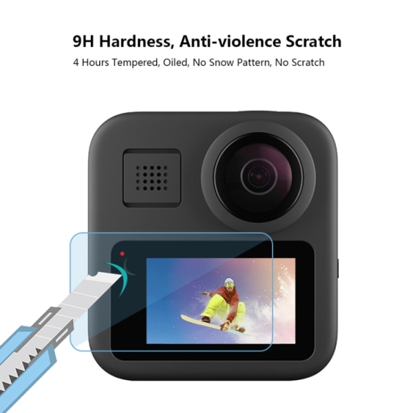 2 st skärmskydd i härdat glas för GoPro Max LCD-skärm 9H 2.5D