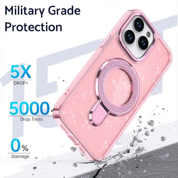 iPhone 16 Pro Glittrande Ringhållare MagSafe Skal Vit