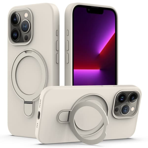 iPhone 16 Pro Skal Flytande Silikon med MagSafe Magnetisk Ringhållare Antikvit