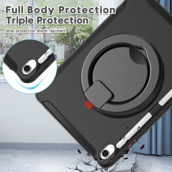 iPad 11 11:e generation / 10.9 10:e generation 2022/2025 Shockproof TPU + PC Skyddande Skal Svart