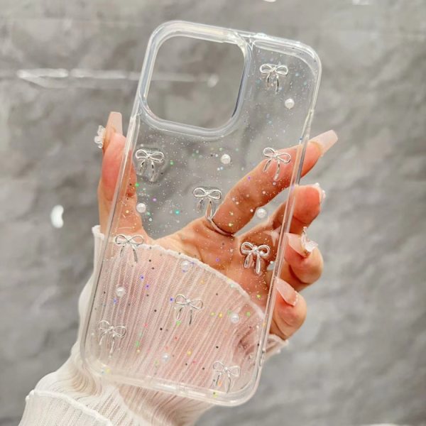iPhone 16 Pro Skal med Litet Fräscht Båge TPU Silverbåge
