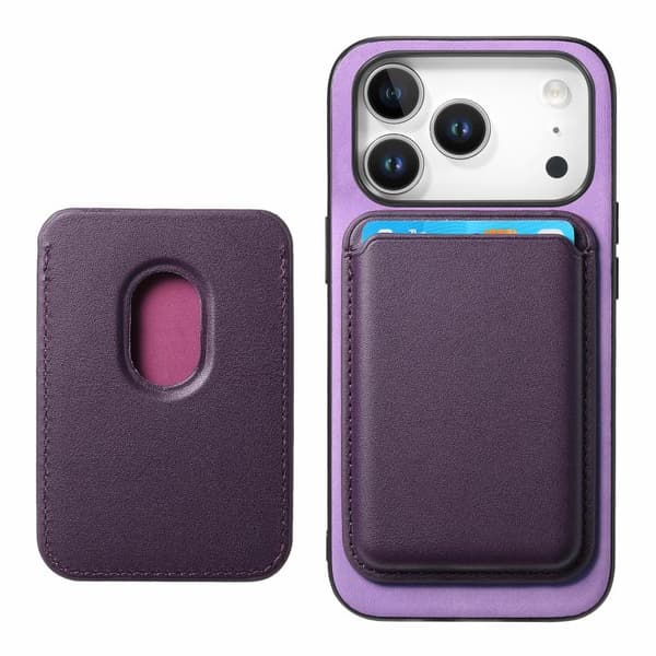 iPhone 18 Pro / iPhone 17 Pro Retro Magsafe Kortväska PU Bakskal Purpur