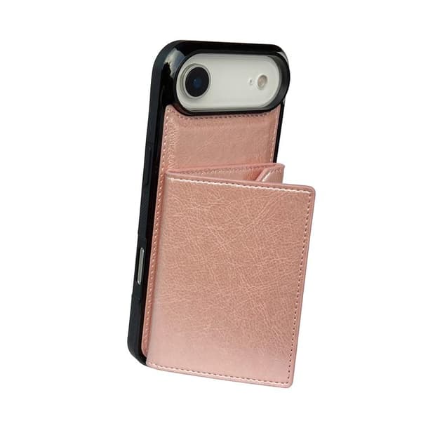 iPhone 17 Air Skal med Solid Färg och Metallspänne för Kortfack Roséguld