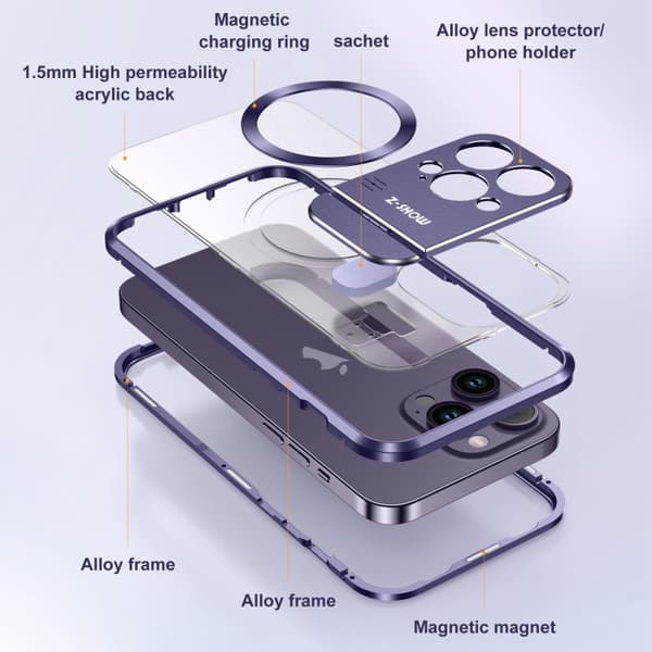 iPhone 16 Pro Aromaterapi Hållare En-sidig MagSafe Magnetisk Skal Purpur