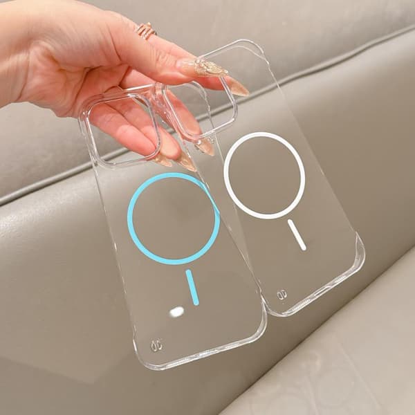 iPhone 16 Pro Halvram Transparent PC MagSafe Skal Blå