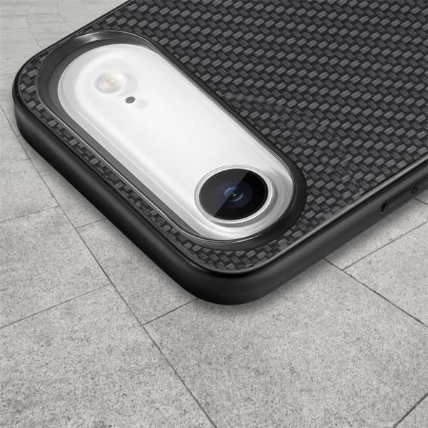 iPhone 17 Air Skal - Kolfibertextur och Läder Svart