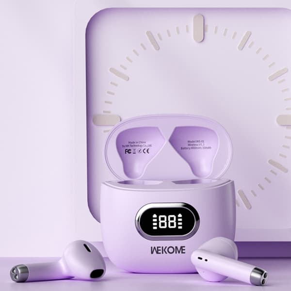 WK WS-01 Liten moln digital display trådlös Bluetooth-hörlurar Svart