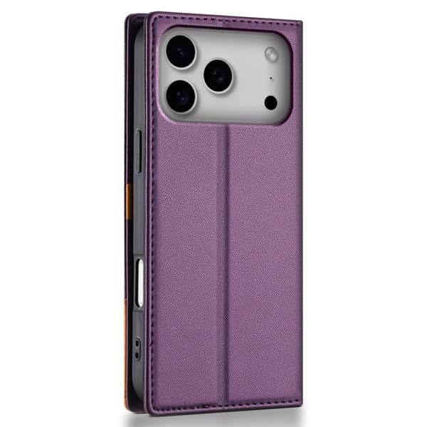 iPhone 18 Pro Max / iPhone 17 Pro Max Skal läderfodral N.BEKUS P3 RFID med magnetisk flip Purpur