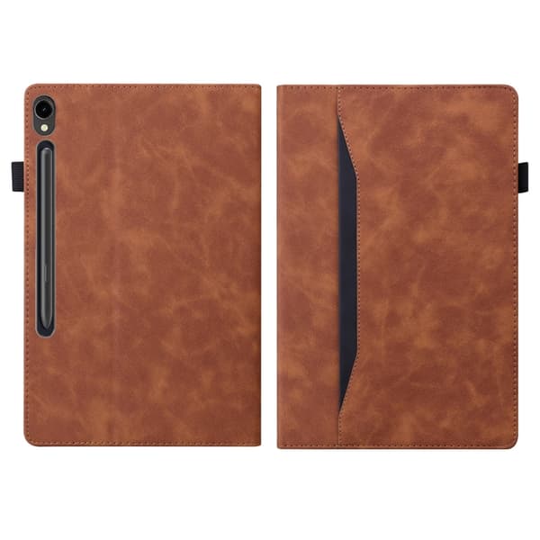 Samsung Galaxy Tab S9 FE+ Stötsäker Läderfodral Brun