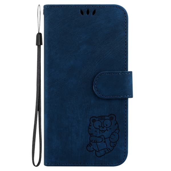 Redmi Note 14 Pro / Note 14 Pro+ 5G - Litet Tiger Prägad Läder fodral Mörkblå