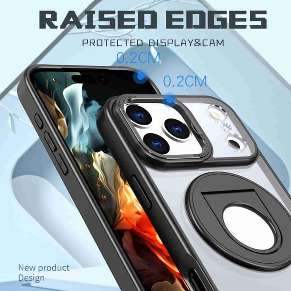 iPhone 18 Pro / iPhone 17 Pro Skal med roterande ring och magnetisk hållare Svart