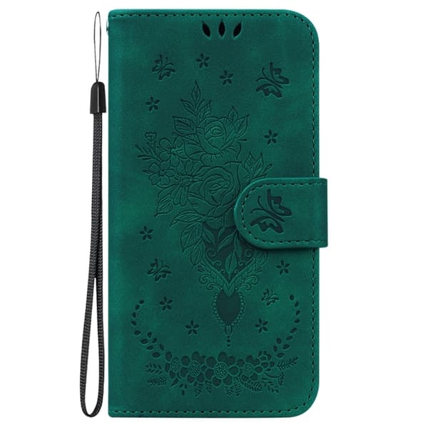 Redmi Note 14 Pro / Note 14 Pro+ 5G - Fjäderros Prägling Läderfodral Grön