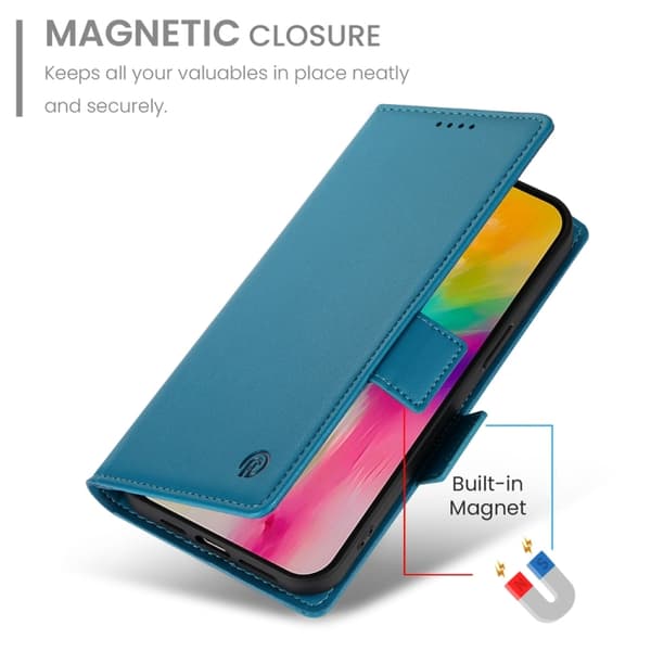 iPhone 16 Pro Max Skal - Magnetiskt Frostat Läderfodral Blå