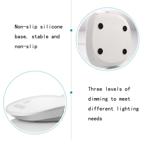 WS-601 USB-laddningsbar LED-läslampa, touch-dimmer, sänglampa, storlek: 43x13,5 cm (vit)