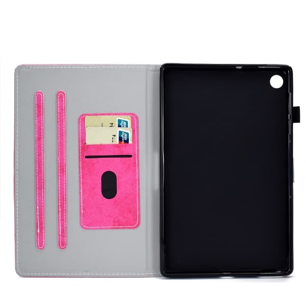 Samsung Galaxy Tab A9 / A11 Marble Style Smart Leather Case Rosaröd