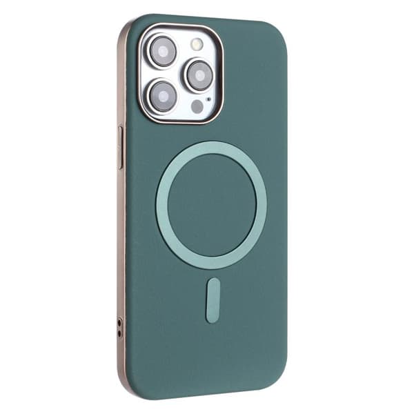 iPhone 16 Pro Max Solid Color Pläterad MagSafe Full Coverage Skal Grön