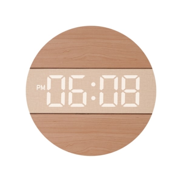 G218B Trä Vardagsrum Digital Display Klocka Heminredning Väggklocka (Khaki)