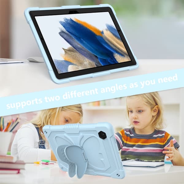 Samsung Galaxy Tab A8 10.5 (2021) Beige PC + Silikonhållare Tabletfodral Isblå