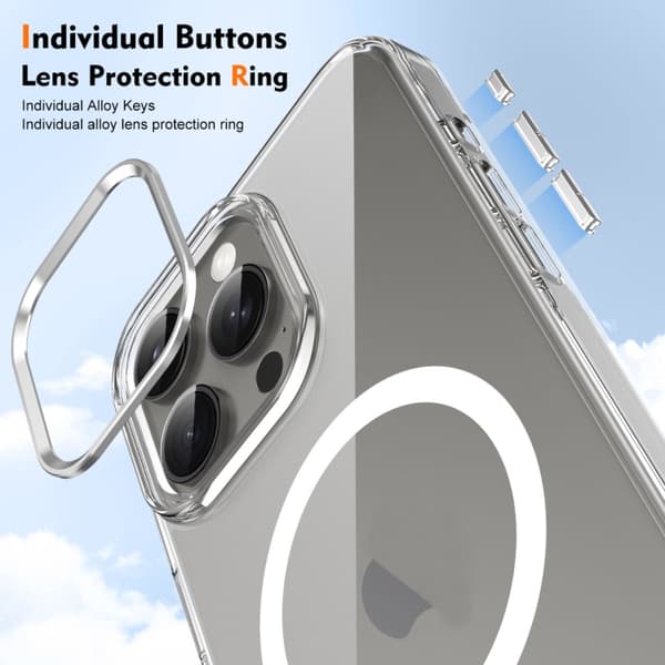 iPhone 16 Pro Max Ice Feel HD Transparent MagSafe PC Full Coverage Skal Vit