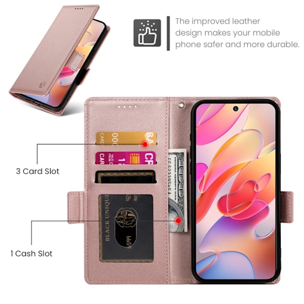 Samsung Galaxy A26 5G Skal med Magnetisk Frostad Läder och Sidobuckle Roséguld