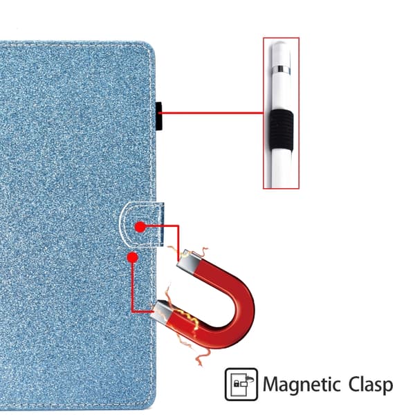 Samsung Galaxy Tab A9 / A11 Glittrig PU Tabletfodral med Sömn/Väckfunktion Blå