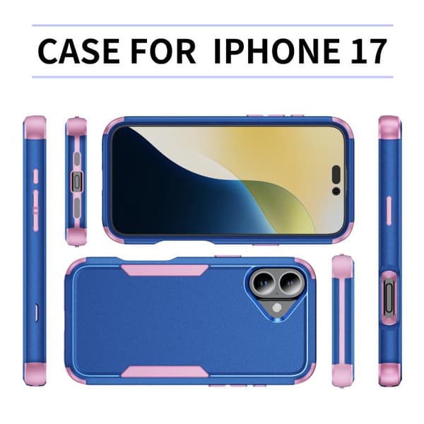 iPhone 17 Skal - TPU + PC, Stötabsorberande Kungsblå + Rosa