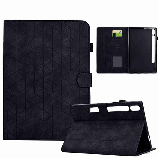 Samsung Galaxy Tab S7/S8 Rhombus TPU Läderfodral Svart
