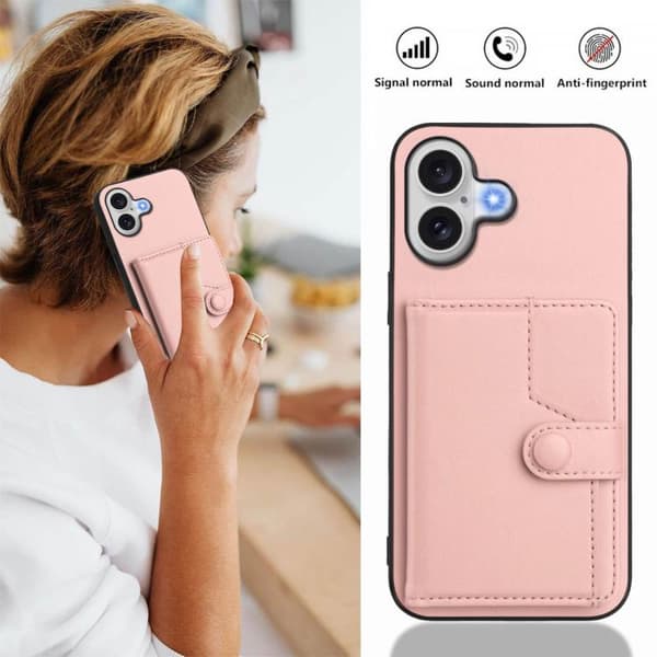 iPhone 17 Skal med RFID-säkerhet och kortfack Rosa