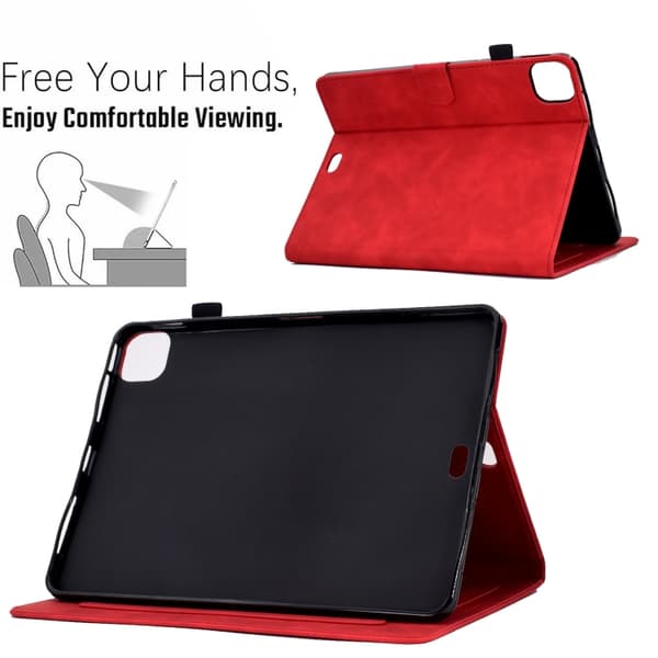 iPad Pro 11 2024 Skal - Embossad Smile Smart Läderfodral Röd