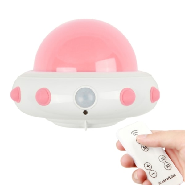 UFO Fjärrkontroll USB Laddning Nattljus Sängbords Smart Sensor LED Atmosfär Ljus(Rosa)