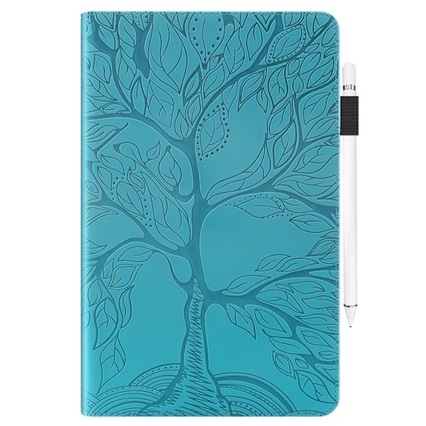 Samsung Galaxy Tab S9+ / S9 FE+ Skal i Läder - Life Tree Series Horisontell Flip Blå sjön