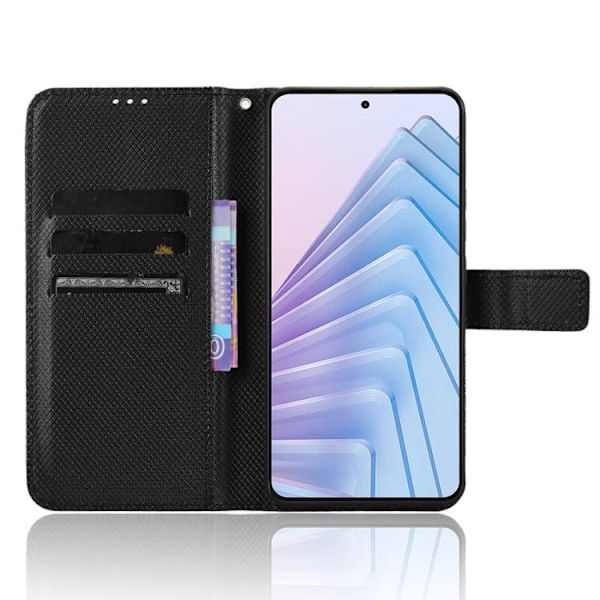 Redmi Note 14 4G - EU Version Diamanttextur Läderfodral Svart