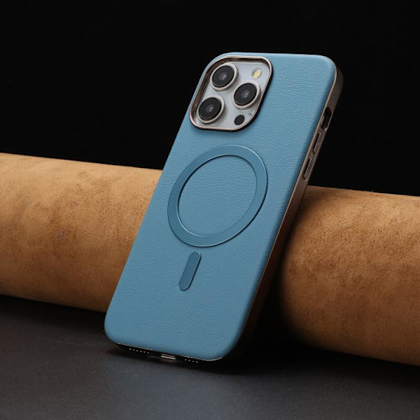 iPhone 16 Pro Solid Color Pläterad MagSafe Full Coverage Skal Babyblå