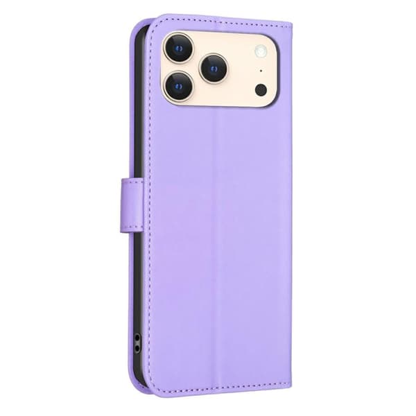 iPhone 18 Pro Max / iPhone 17 Pro Max Skal läderfodral med fyrklöverprägling Purpur